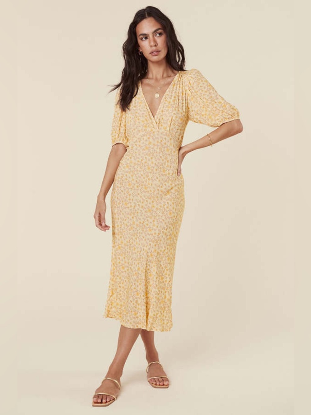 Spell Mossy Bias Cut Midi Dress - Lemonade xs